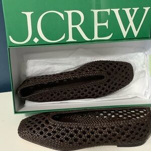 J. Crew Dark Brown Woven Slip-On Flats